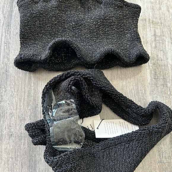 NWT 🐈‍⬛ Hunza G Gigi Bikini in Metallic Black Lurex - Picture 3 of 7